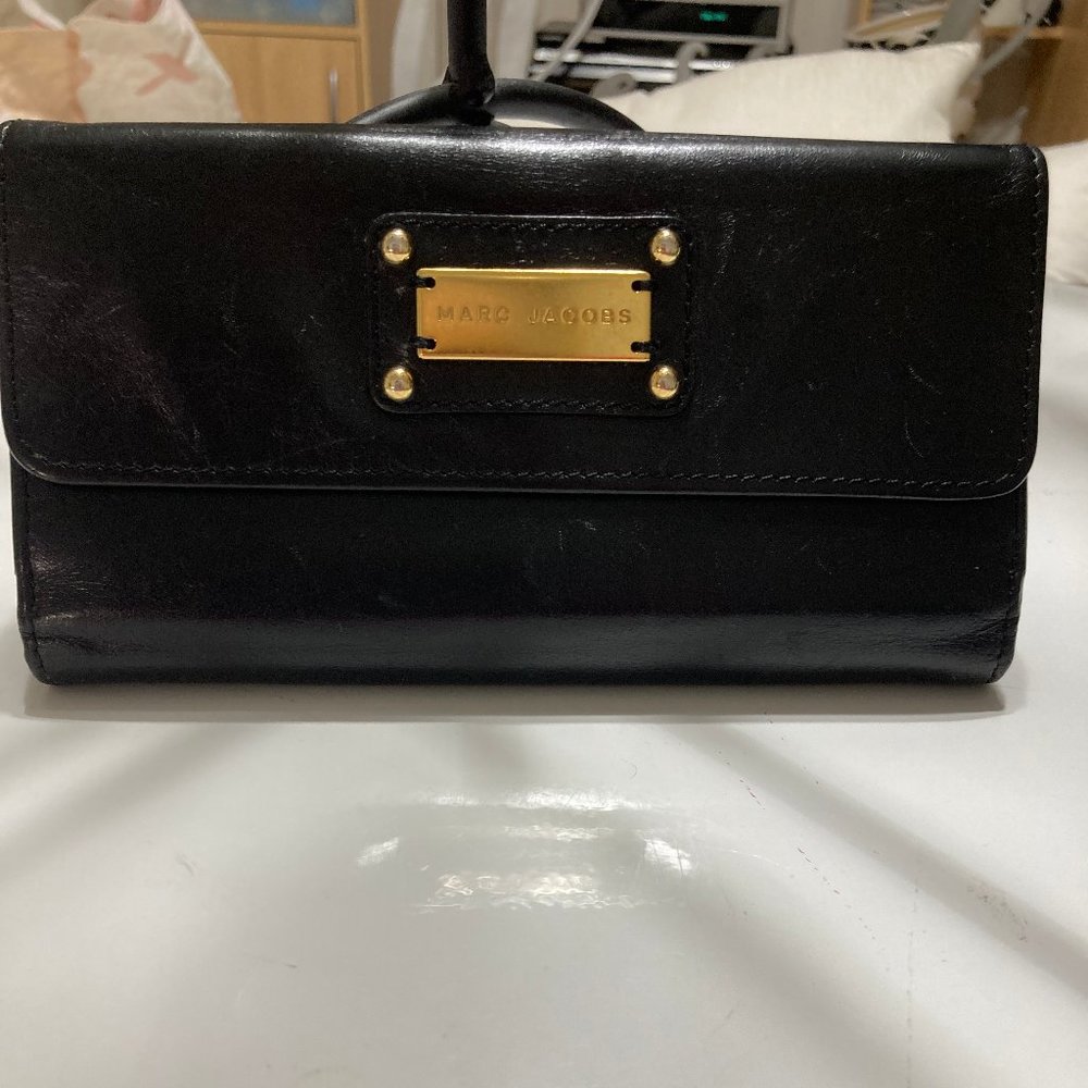 Marc Jacobs Black Leather Long Wallet - Pre-owned